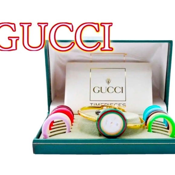 GUCCI 14k Gold Lated Rare Vintage WATCH ⌚️ SO FUN AND COLORFUL. - Picture 1 of 7